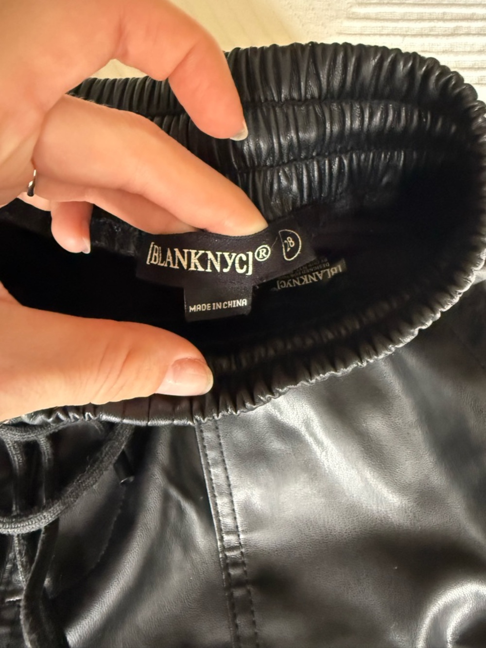 Blank NYC Black Faux Leather Joggers